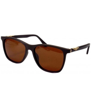 Oversized Classic retro square frame plate mirror legs men's polarized sunglasses - Bright Black Frame Gray - C0190MMSSMK $48.38