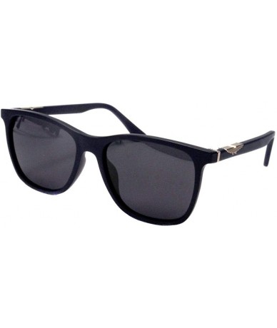 Oversized Classic retro square frame plate mirror legs men's polarized sunglasses - Bright Black Frame Gray - C0190MMSSMK $48.38