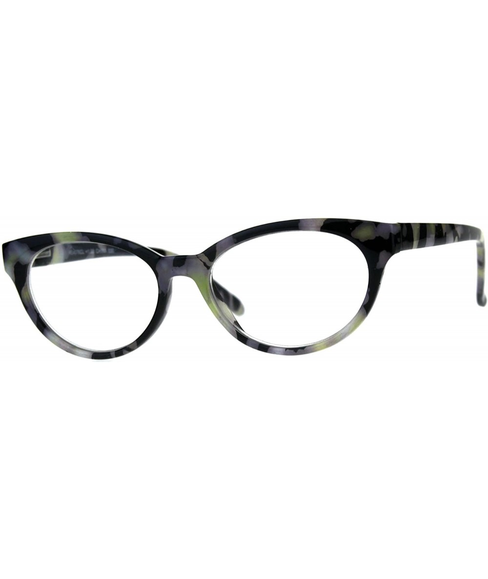 Cat Eye Womens Narrow Oval Cat Eye Marble Texture Plastic Reading Glasses - Black Purple - CU180ZL3GXZ $12.86