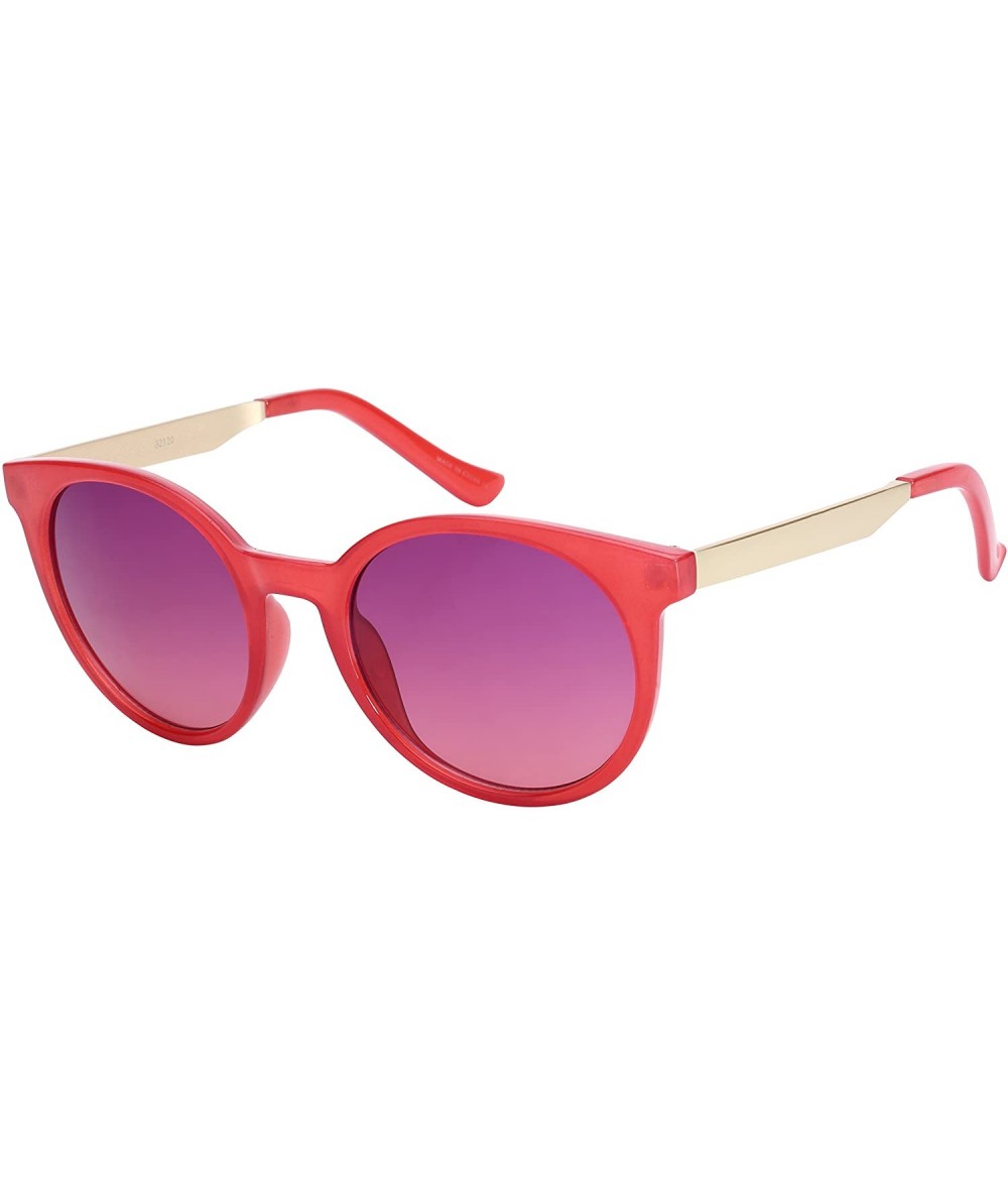 Wayfarer Women's Modern Horned Rim Sunglasses with Two Tone Ocean Lens 32120-OCR - Jelly Red - CV128O2UBUB $11.39