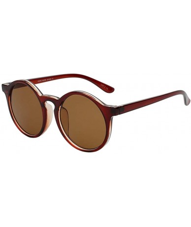 Oval sunglasses for women Retro Oval Frame Sunglasses Mens Leopard Shades - Brown-w-brown - CA18WZUK97N $35.21