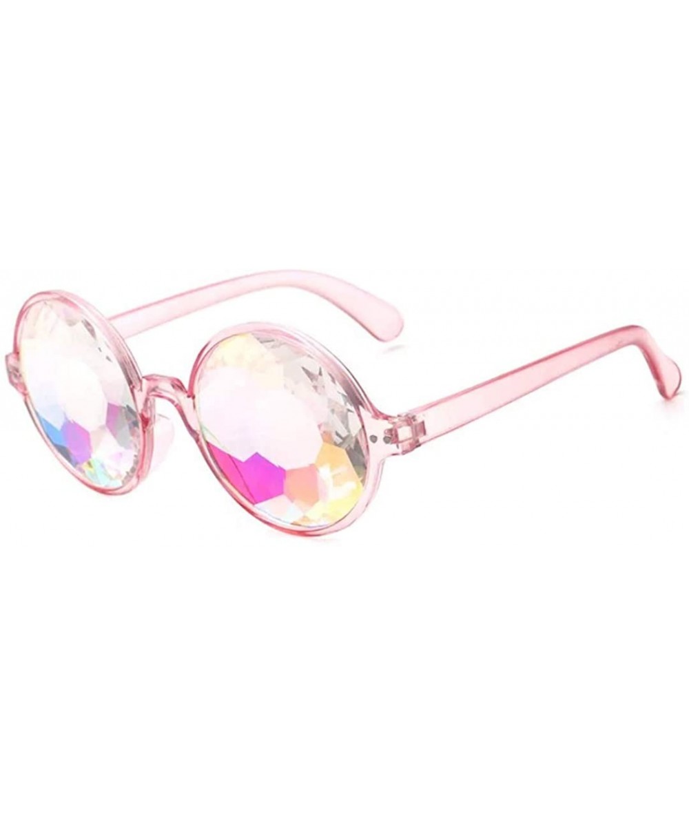Goggle Festivals Kaleidoscope Glasses Rainbow Prism Sunglasses Goggles Party Shades Summer Eyewear - Pink Frame - CX18TNHLE3O...