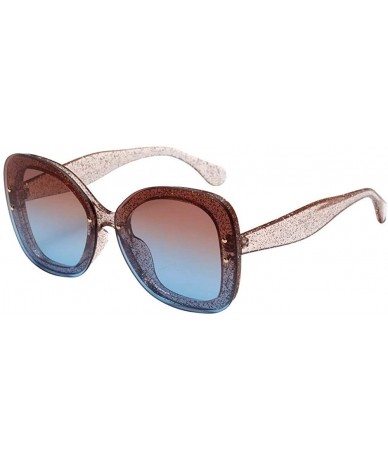 Square Fashion Neutral Large Frame Side Shades Sunglasses Integrated UV Glasses - Blue - CN18SL08X4H $20.25