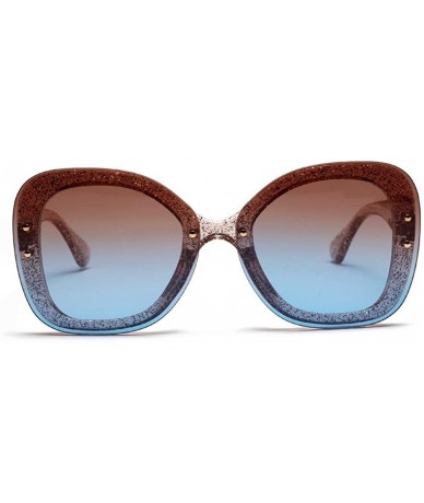 Square Fashion Neutral Large Frame Side Shades Sunglasses Integrated UV Glasses - Blue - CN18SL08X4H $18.08