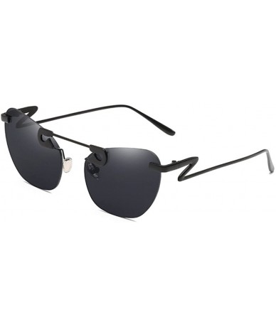 Rimless Male Female Fashion Metal Sunglasses Retro Frameless Z-shaped leg - Black - CB18EX8XHZE $23.12