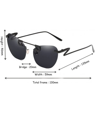 Rimless Male Female Fashion Metal Sunglasses Retro Frameless Z-shaped leg - Black - CB18EX8XHZE $11.56