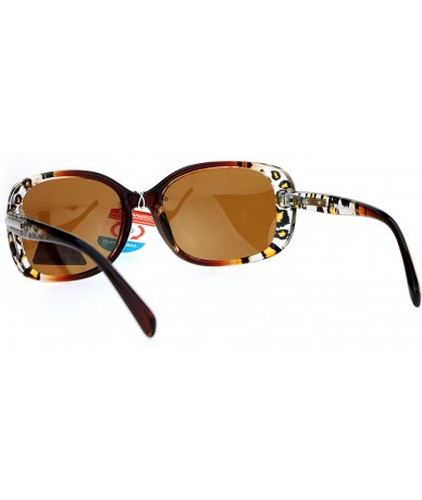 Rectangular Diva Polarized Leopard Print Rectangular Butterfly Womens Sunglasses - Brown Clear Leopard - CF12O4XGMLB $15.20