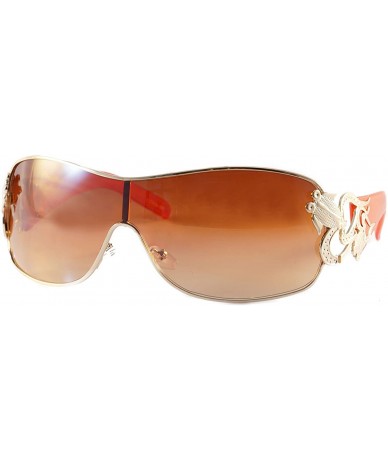 Wrap Love Friendship Koi Pond Temple Large Wrap Shield Clear Sunglasses A233 - Gold Red - C718INMKS40 $23.97