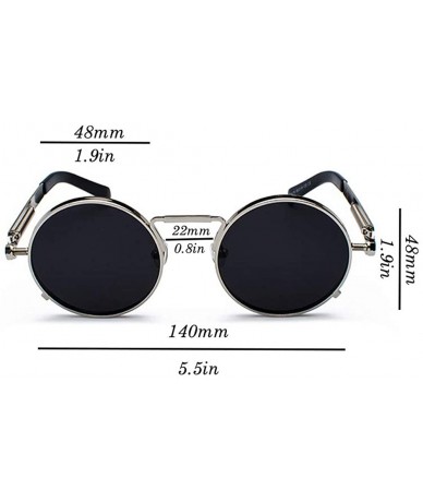 Goggle Unisex Retro Round Sunglasses Metal Circle Steampunk Gothic Sunglasses - Black - CR18QR70D2A $25.34
