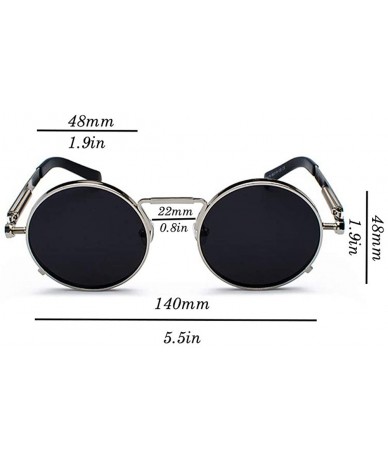 Goggle Unisex Retro Round Sunglasses Metal Circle Steampunk Gothic Sunglasses - Black - CR18QR70D2A $11.30