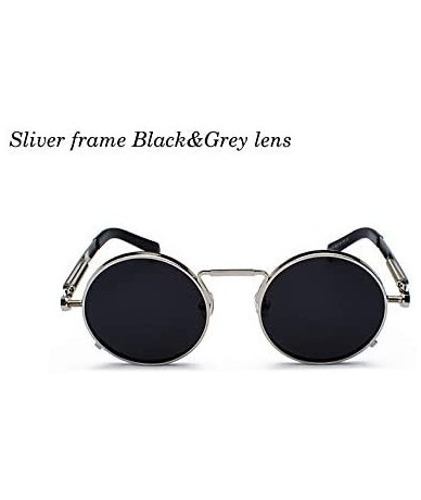 Goggle Unisex Retro Round Sunglasses Metal Circle Steampunk Gothic Sunglasses - Black - CR18QR70D2A $25.34