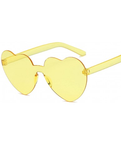 Rimless One Piece Love Heart Lens Sunglasses Women Transparent Plastic Glasses Style Sun FeClear Candy Color Lady - CR199C8ZY...