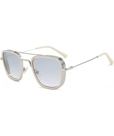 Square Square Frame Sunglasses Trendy Glasses for Women Superstar - Silver - CZ18AY233RE $10.87