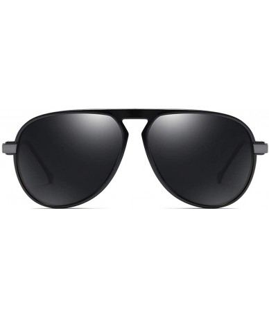 Aviator Men Sunglasses Polarized Flat Top Fashion Sun Glasses Male Driving Accessories - Black - C818KQE8948 $12.29