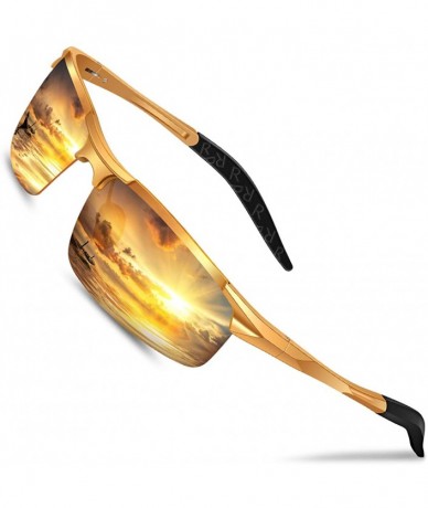 Aviator Night Driving Glasses- Anti Glare Polarized Night Shooting Glasses Men Women - Gold - CJ192U4TR7E $34.25