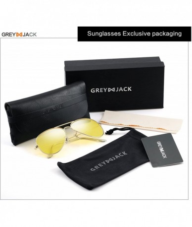 Wrap Anti-glare HD Night Driving Glasses Polarized Unisex Aviator Sunglasses - Gold Frame Yellow Lens - C6187YT7RW9 $36.04