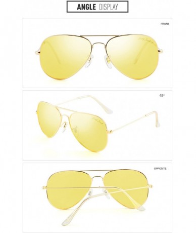 Wrap Anti-glare HD Night Driving Glasses Polarized Unisex Aviator Sunglasses - Gold Frame Yellow Lens - C6187YT7RW9 $36.04