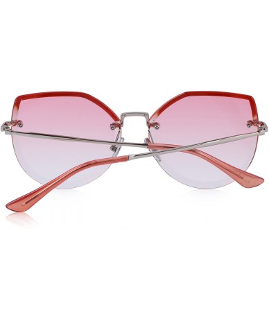 Cat Eye Rimless Cat Eye Sunglasses for Women Gradient Lens S6355 - Pink - CN18CHWYU39 $13.50