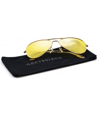 Wrap Anti-glare HD Night Driving Glasses Polarized Unisex Aviator Sunglasses - Gold Frame Yellow Lens - C6187YT7RW9 $36.04