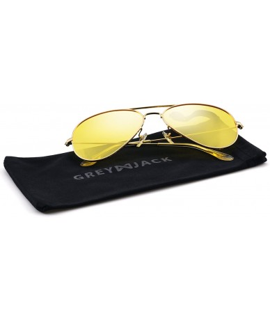 Wrap Anti-glare HD Night Driving Glasses Polarized Unisex Aviator Sunglasses - Gold Frame Yellow Lens - C6187YT7RW9 $15.45