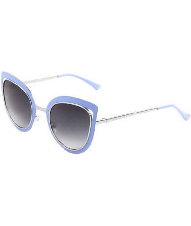 Cat Eye Flat Extra Frame Sharp Cat Eye Sunglasses - Smoke Blue - CZ1907UQKCL $15.64
