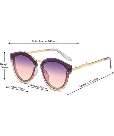 Round Unisex Retro Cat Eye Metal Frame Oversized Plastic Lenses Sunglasses - A1purple Pink - CC18N780LDC $11.91