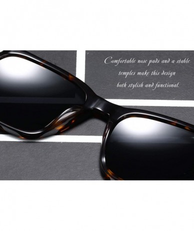 Square Vintage Polarized Sunglasses Protection - Tortoise Frame / Black Lens - CZ18L0LQRHX $17.59