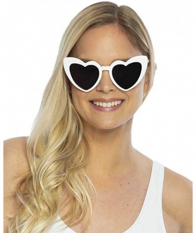 Cat Eye Cat-Eye Heart Sunglasses Style SUN1000 - White - CM190D72IEX $10.77