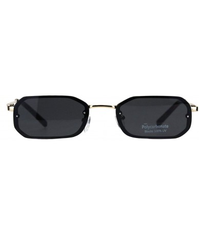 Rectangular Mens Retro Octagonal Narrow Exposed Edge Pimp Sunglasses - Gold Tortoise Black - C318IRGNZGE $11.63