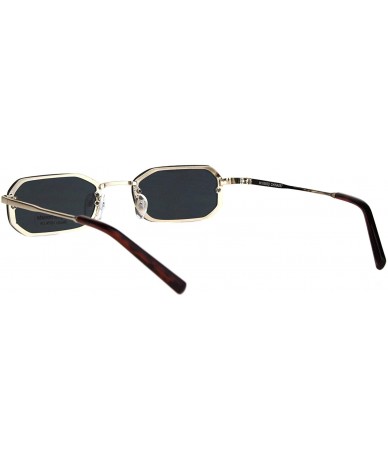 Rectangular Mens Retro Octagonal Narrow Exposed Edge Pimp Sunglasses - Gold Tortoise Black - C318IRGNZGE $11.63