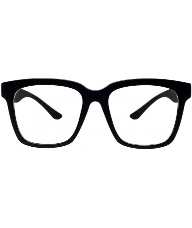 Square Retro Nerd Geek Oversized Eye Glasses Horn Rim Framed Clear Lens Spectacles - Matt Black 376 - CN19CUTO39L $27.85
