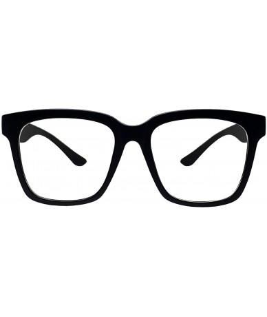 Square Retro Nerd Geek Oversized Eye Glasses Horn Rim Framed Clear Lens Spectacles - Matt Black 376 - CN19CUTO39L $27.85