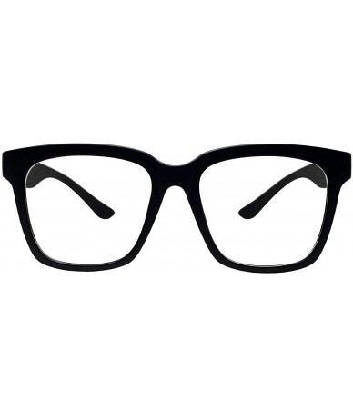 Square Retro Nerd Geek Oversized Eye Glasses Horn Rim Framed Clear Lens Spectacles - Matt Black 376 - CN19CUTO39L $15.33