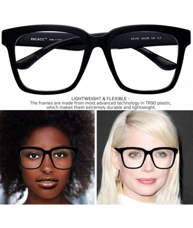 Square Retro Nerd Geek Oversized Eye Glasses Horn Rim Framed Clear Lens Spectacles - Matt Black 376 - CN19CUTO39L $15.33