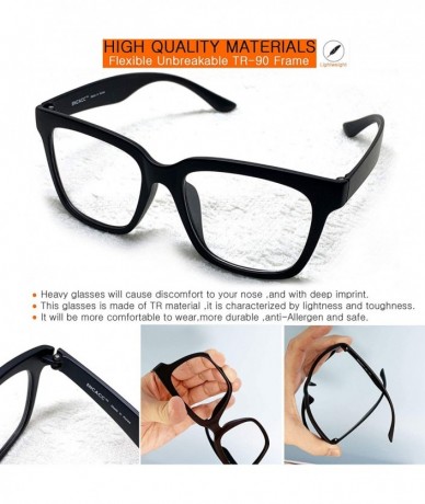 Square Retro Nerd Geek Oversized Eye Glasses Horn Rim Framed Clear Lens Spectacles - Matt Black 376 - CN19CUTO39L $15.33