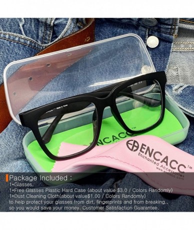 Square Retro Nerd Geek Oversized Eye Glasses Horn Rim Framed Clear Lens Spectacles - Matt Black 376 - CN19CUTO39L $15.33