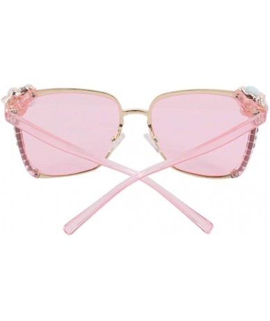 Square Stylish Metal Bee Decoration Sunglasses UV Protection Frame - Pink a - C718ZYUSWEL $20.94