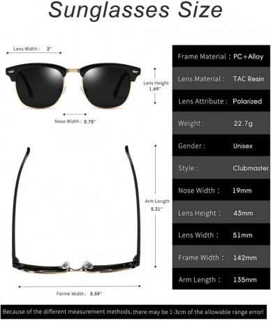 Rimless Mens Sunglasses Polarized Retro Classic Semi Rimless Sun Glasses for Women Vintage UV400 Protection With Case - CR18R...
