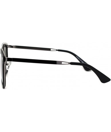 Rectangular Polarized Mens Hipster Horn Rim Retro Fashion Sunglasses - Black Silver Silver Mirror - C7192WZK6Z0 $9.93