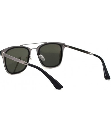 Rectangular Polarized Mens Hipster Horn Rim Retro Fashion Sunglasses - Black Silver Silver Mirror - C7192WZK6Z0 $9.93