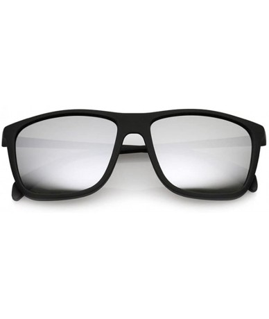 Square Fashion Culture Unisex Shady Soft Rubberized Square Mirror Lens Sunglasses - Black/Silver - CR18D5X6RHN $21.02
