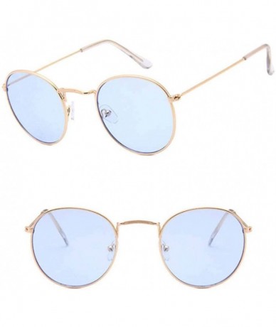 Aviator Unique Men Sunglasses Oculos De Sol Metal Frame Retro C18 Gold Light Red - C15 Gold Light Blue - CC18YNDELSW $9.59