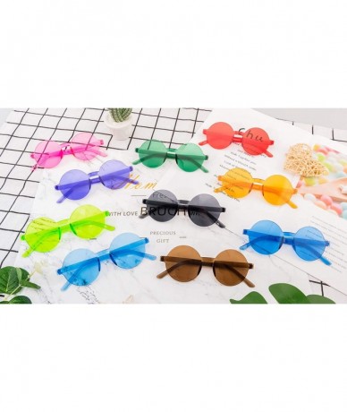 Oval One Piece Rimless Sunglasses Transparent Candy Color Tinted Eyewear - 112 10 Color - C818UKRY8LZ $27.71