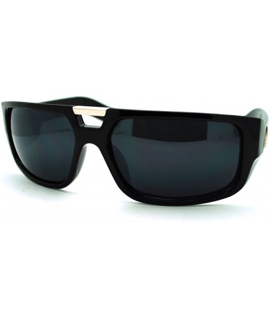 Rectangular Skater Square Futuristic Rectangular Thick Plastic Metal Bridge Sunglasses - Black - CK11JZBFTPD $9.96