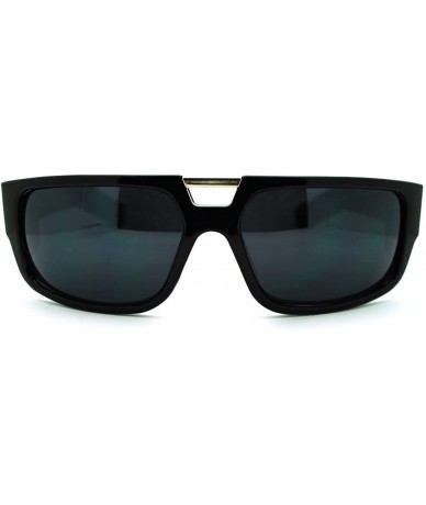 Rectangular Skater Square Futuristic Rectangular Thick Plastic Metal Bridge Sunglasses - Black - CK11JZBFTPD $9.96