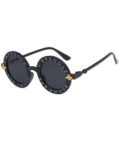 Round Unisex Sunglasses Retro Bright Black Grey Drive Holiday Round Non-Polarized UV400 - Bright Black Grey - CI18RI0SWY9 $19.39
