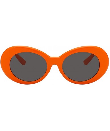 Goggle Women Men Retro Oval Goggles Thick Plastic Colored Frame Round Lens Sunglasses - Orange-smoke - CG18HX6OCD4 $13.21
