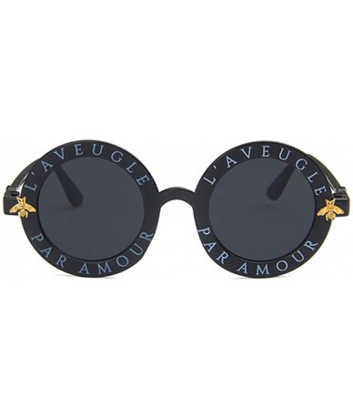 Round Unisex Sunglasses Retro Bright Black Grey Drive Holiday Round Non-Polarized UV400 - Bright Black Grey - CI18RI0SWY9 $7.94