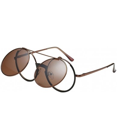 Wayfarer Mens Womens Sunglasses Retro Round Flip Cover Star Glasses UV Protection - Brown - CE18G7A3DLI $8.23