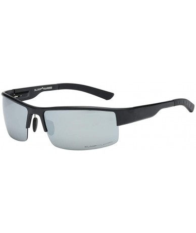Wrap Polarized Aircraft Aluminum Driving Wrap Around Sunglasses For Men - Matte Black - Polarized Ice Tech - CD18HWS2CDX $51.40